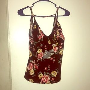 Floral black top